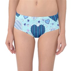 Hearts Pattern Paper Wallpaper Mid-waist Bikini Bottoms by Sapixe