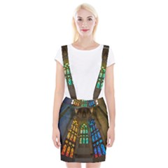 Leopard Barcelona Stained Glass Colorful Glass Braces Suspender Skirt by Sapixe