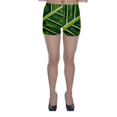 Leaf Dark Green Skinny Shorts by Sapixe