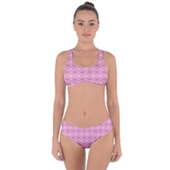 Pattern Pink Grid Pattern Criss Cross Bikini Set by Sapixe
