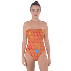 Roof Brick Colorful Red Roofing Tie Back One Piece Swimsuit by Sapixe