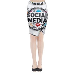 Social Media Computer Internet Typography Text Poster Midi Wrap Pencil Skirt