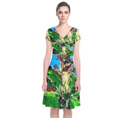 Coral Tree 2 Short Sleeve Front Wrap Dress by bestdesignintheworld
