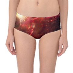 Space Red Mid-waist Bikini Bottoms by Sapixe