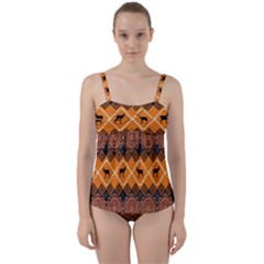 Traditiona  Patterns And African Patterns Twist Front Tankini Set by Sapixe