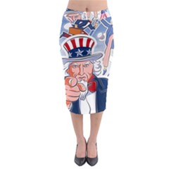 United States Of America Celebration Of Independence Day Uncle Sam Midi Pencil Skirt by Sapixe