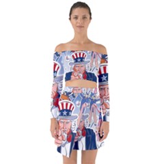 United States Of America Celebration Of Independence Day Uncle Sam Off Shoulder Top With Skirt Set by Sapixe