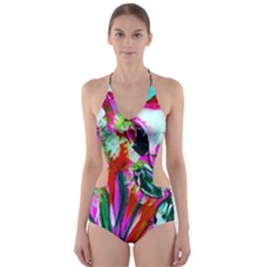 Dscf1472   Copy - Blooming Desert With Red Cactuses Cut-out One Piece Swimsuit by bestdesignintheworld