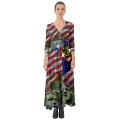 Usa United States Of America Images Independence Day Button Up Boho Maxi Dress by Sapixe