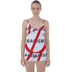 No Racism Tie Front Two Piece Tankini by demongstore