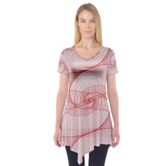 Red Pattern Abstract Background Short Sleeve Tunic  by Sapixe