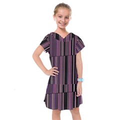Shades Of Pink And Black Striped Pattern Kids  Drop Waist Dress by yoursparklingshop