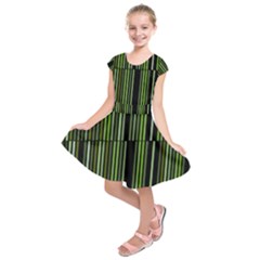 Shades Of Green Stripes Striped Pattern Kids  Short Sleeve Dress by yoursparklingshop