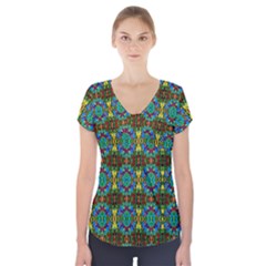 Colorful-29 Short Sleeve Front Detail Top by ArtworkByPatrick