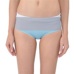 Blue Gray Striped Pattern Horizontal Stripes Mid-waist Bikini Bottoms by yoursparklingshop
