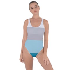 Blue Gray Striped Pattern Horizontal Stripes Bring Sexy Back Swimsuit by yoursparklingshop