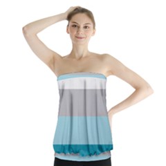 Blue Gray Striped Pattern Horizontal Stripes Strapless Top by yoursparklingshop
