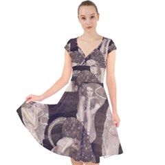 Jurisprudence - Gustav Klimt Cap Sleeve Front Wrap Midi Dress by Valentinaart