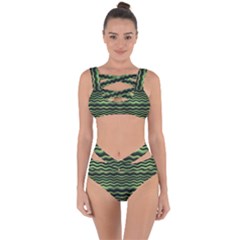 Modern Wavy Stripes Pattern Bandaged Up Bikini Set  by dflcprints