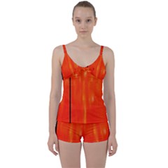 Abstract Orange Tie Front Two Piece Tankini by Modern2018