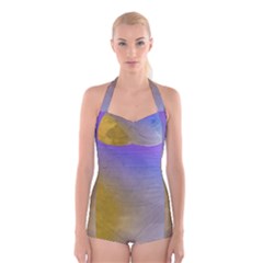 Abstract Smooth Background Boyleg Halter Swimsuit  by Modern2018