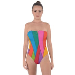 Abstract Background Colrful Tie Back One Piece Swimsuit by Modern2018