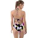 Watercolors shapes on a black background                                      Halter Cut-Out One Piece Swimsuit View2