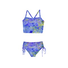 Abstract Blue Texture Pattern Girls  Tankini Swimsuit by Simbadda