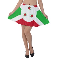 Flag Of Burundi Velvet Skater Skirt by abbeyz71