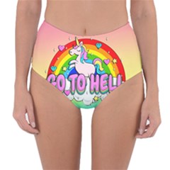 Go To Hell - Unicorn Reversible High-waist Bikini Bottoms by Valentinaart