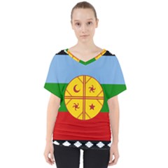 Flag Of The Mapuche People V-neck Dolman Drape Top by abbeyz71