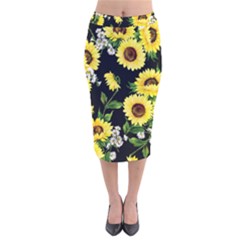 Sunflower Velvet Midi Pencil Skirt by CasaDiModa