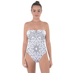 Floral Flower Mandala Decorative Tie Back One Piece Swimsuit by Simbadda