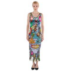 Anthropomorphic Flower Floral Plant Fitted Maxi Dress by Simbadda