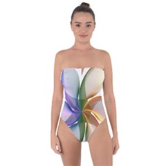 Abstract Geometric Line Art Tie Back One Piece Swimsuit by Simbadda