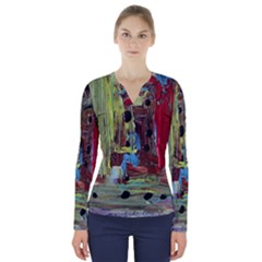 Point Of View #4 V-neck Long Sleeve Top by bestdesignintheworld