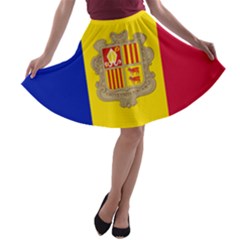 National Flag Of Andorra  A-line Skater Skirt by abbeyz71