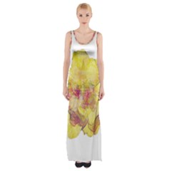 Yellow Rose Maxi Thigh Split Dress by aumaraspiritart