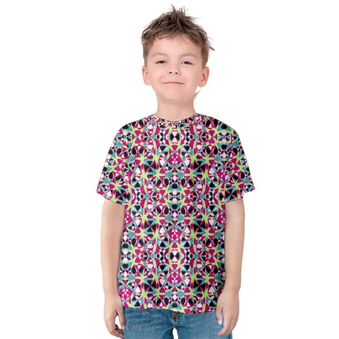 Multicolored Abstract Geometric Pattern Kids  Cotton Tee by dflcprints