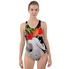 Animal Skull With A Wreath Of Wild Flower Cut-out Back One Piece Swimsuit by igorsin