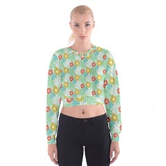 Vintage Floral Summer Pattern Cropped Sweatshirt by TastefulDesigns