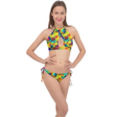 Colorful Watercolors Texture                                    Cross Front Halter Bikini Set by LalyLauraFLM