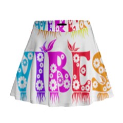 Good Vibes Rainbow Floral Typography Mini Flare Skirt by yoursparklingshop
