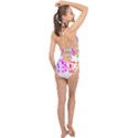 Good Vibes Rainbow Floral Typography Halter Front Plunge Swimsuit View2