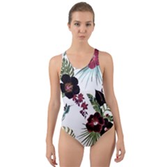 Tropical Pattern Cut-out Back One Piece Swimsuit by Valentinaart