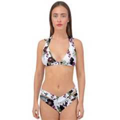Tropical Pattern Double Strap Halter Bikini Set by Valentinaart