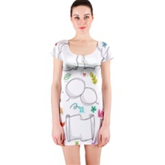 Set Chalk Out Chitchat Scribble Short Sleeve Bodycon Dress by Nexatart