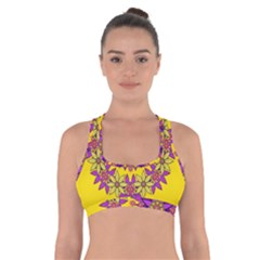 Fantasy Flower Wreath With Jungle Florals Cross Back Sports Bra by pepitasart