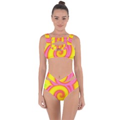 Swirl Yellow Pink Abstract Bandaged Up Bikini Set  by BrightVibesDesign