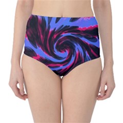 Swirl Black Blue Pink Classic High-waist Bikini Bottoms by BrightVibesDesign